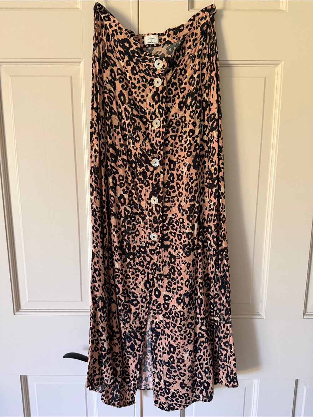 Aritzia Wilfred Leopard-Print Button-Front Maxi Skirt